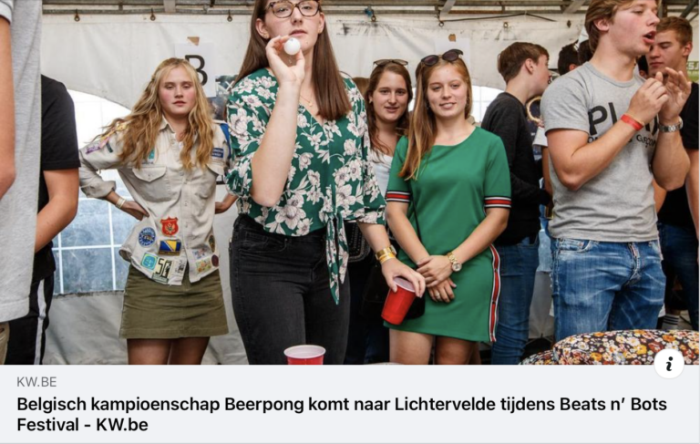 Belgisch kampioenschap Beerpong komt naar Lichtervelde tijdens Beats n’ Bots Festival